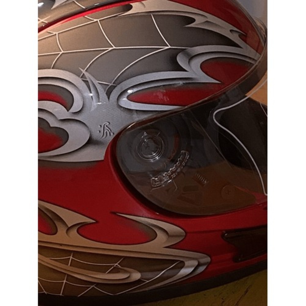 Yama, Motorcycle Helmet, FMVSS 218, DOT, Men XXL Red‎ With Silver  Graphics